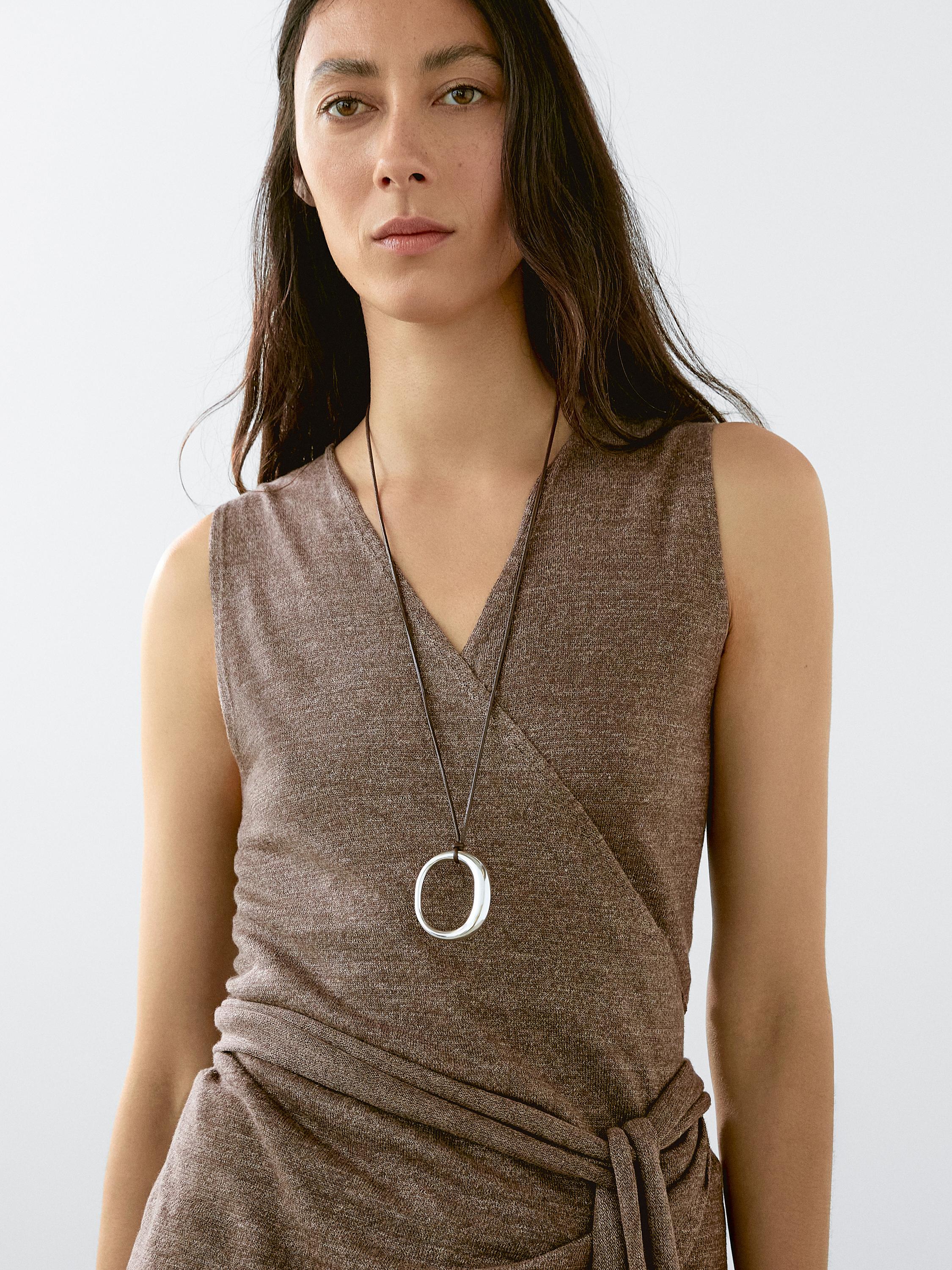 Top cache-cœur en maille de lin mélangé